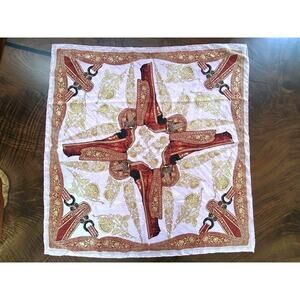 Pineda Covalin Mexico Silk Scarf Charrería Charro Saddle Pink Greca